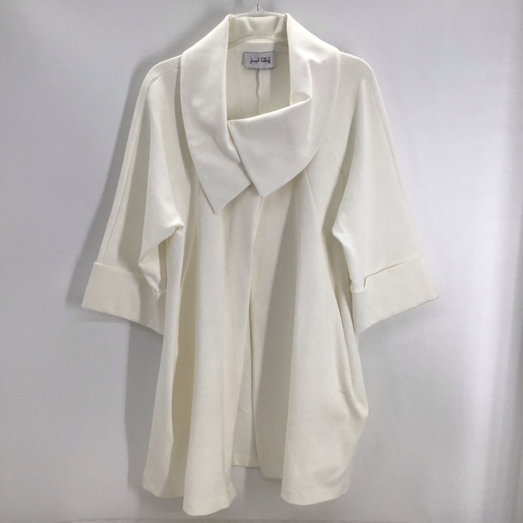 Joseph Ribkoff Classic Cocoon Jacket Coat Scuba Fabric Career Creme Size 14 - Picture 4 of 10